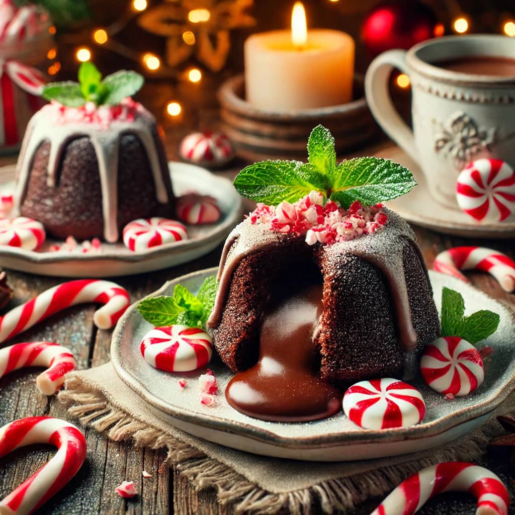 Peppermint Hot Chocolate Lava Cakes