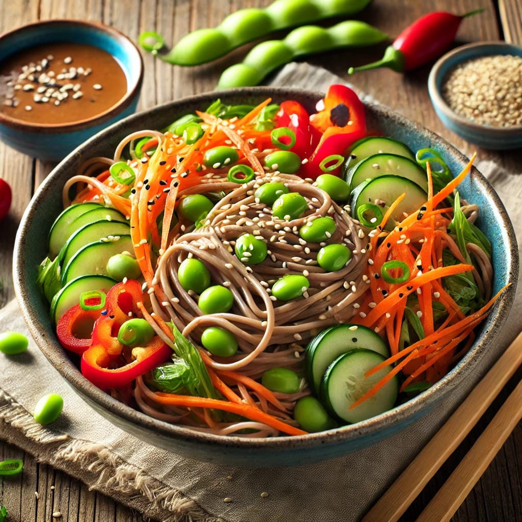 Miso ginger soba noodle salad