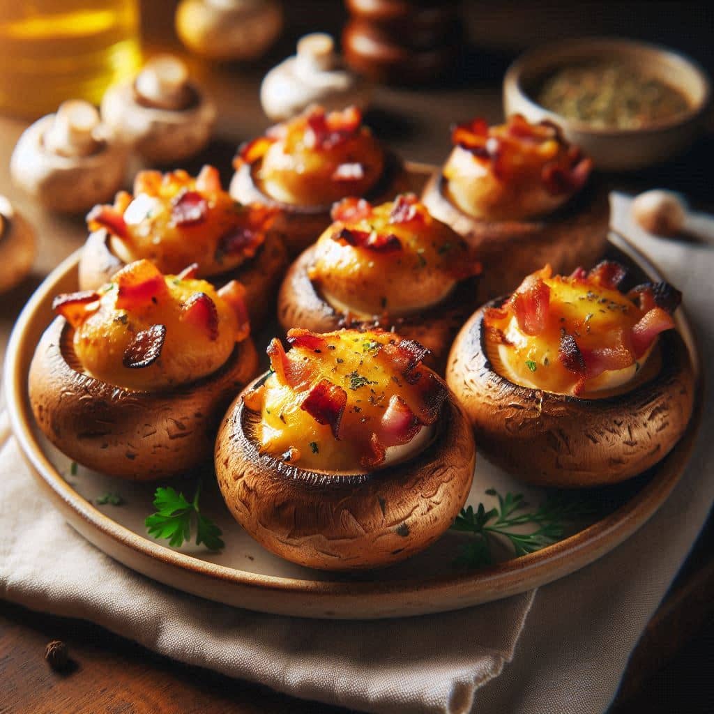 Bacon and Cheese Stuffed Mushrooms | Perfect Appetizer