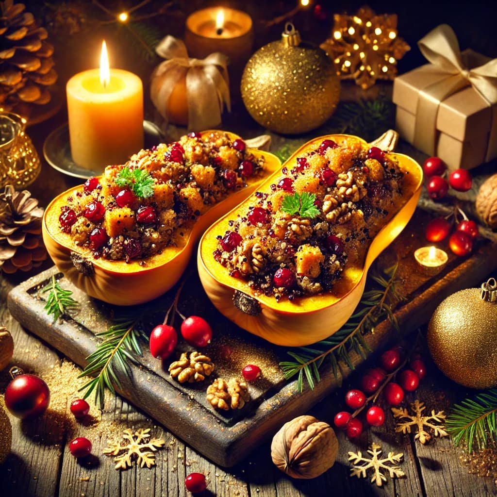 Stuffed Butternut Squash with Quinoa and Cranberries: A Festive Vegan Main