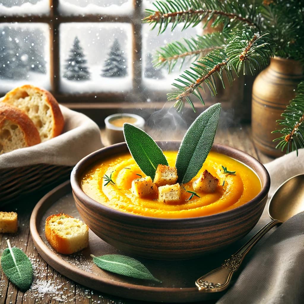 Winter Squash Soup with Sage Croutons