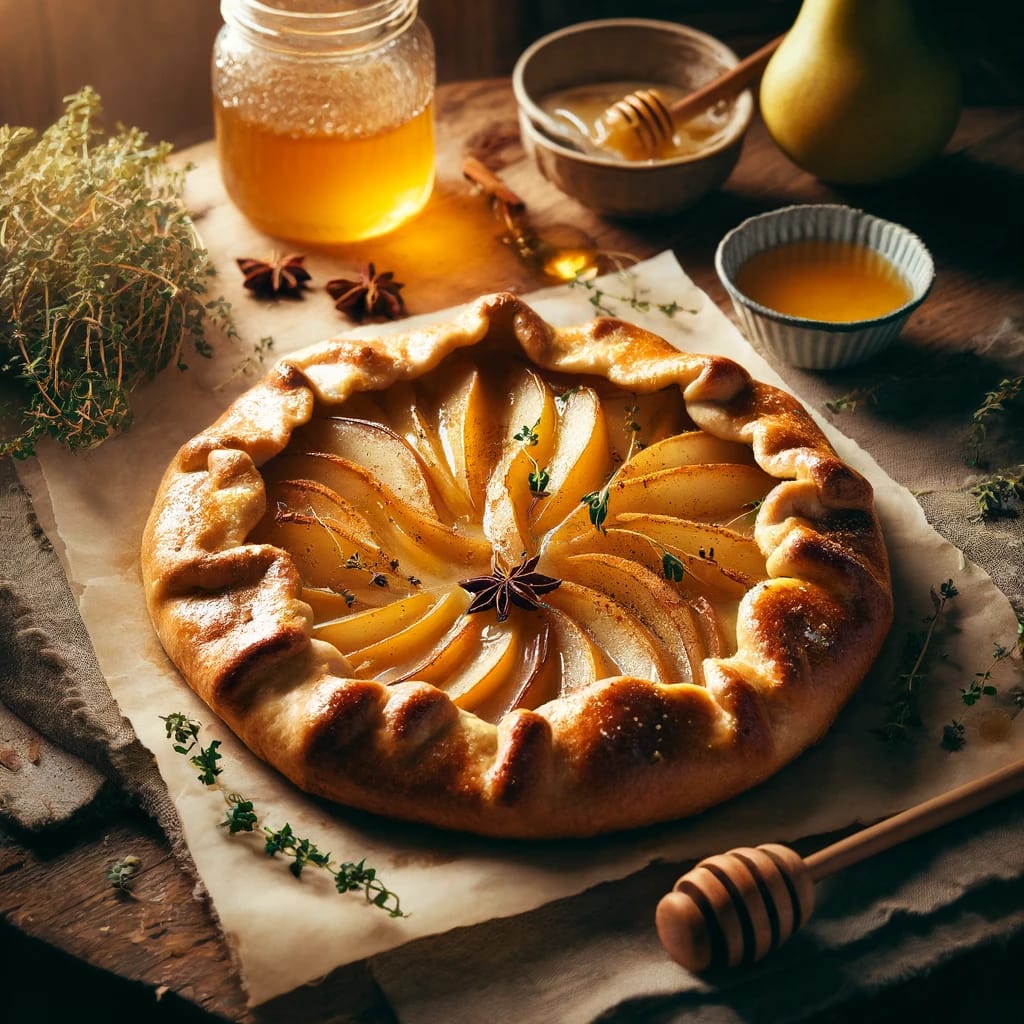 Spiced Pear Galette with Honey Glaze