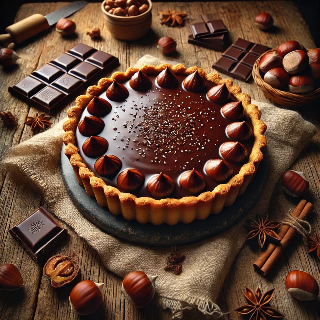 Roasted Chestnut and Chocolate Tart