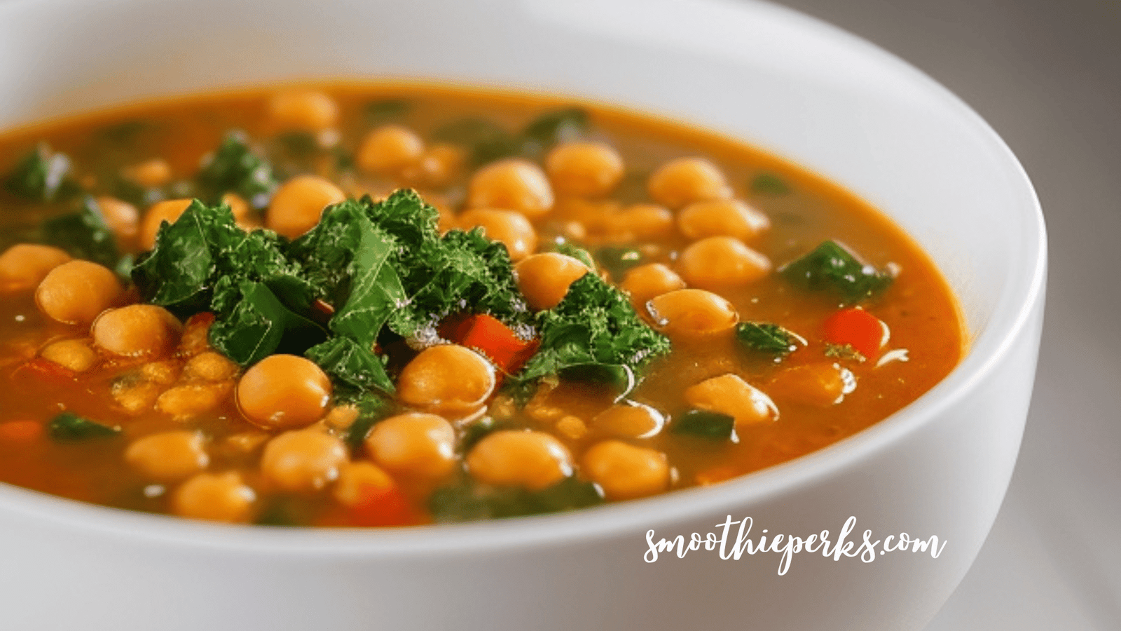 Thai-Inspired Easy To Make Spicy Chickpea and Kale Soup