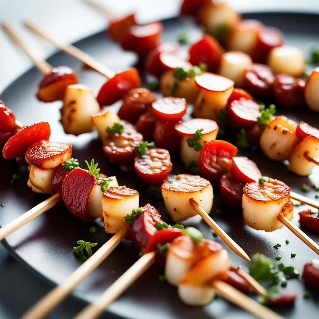 Easy Surf and Turf: Scallop and Chorizo Skewers