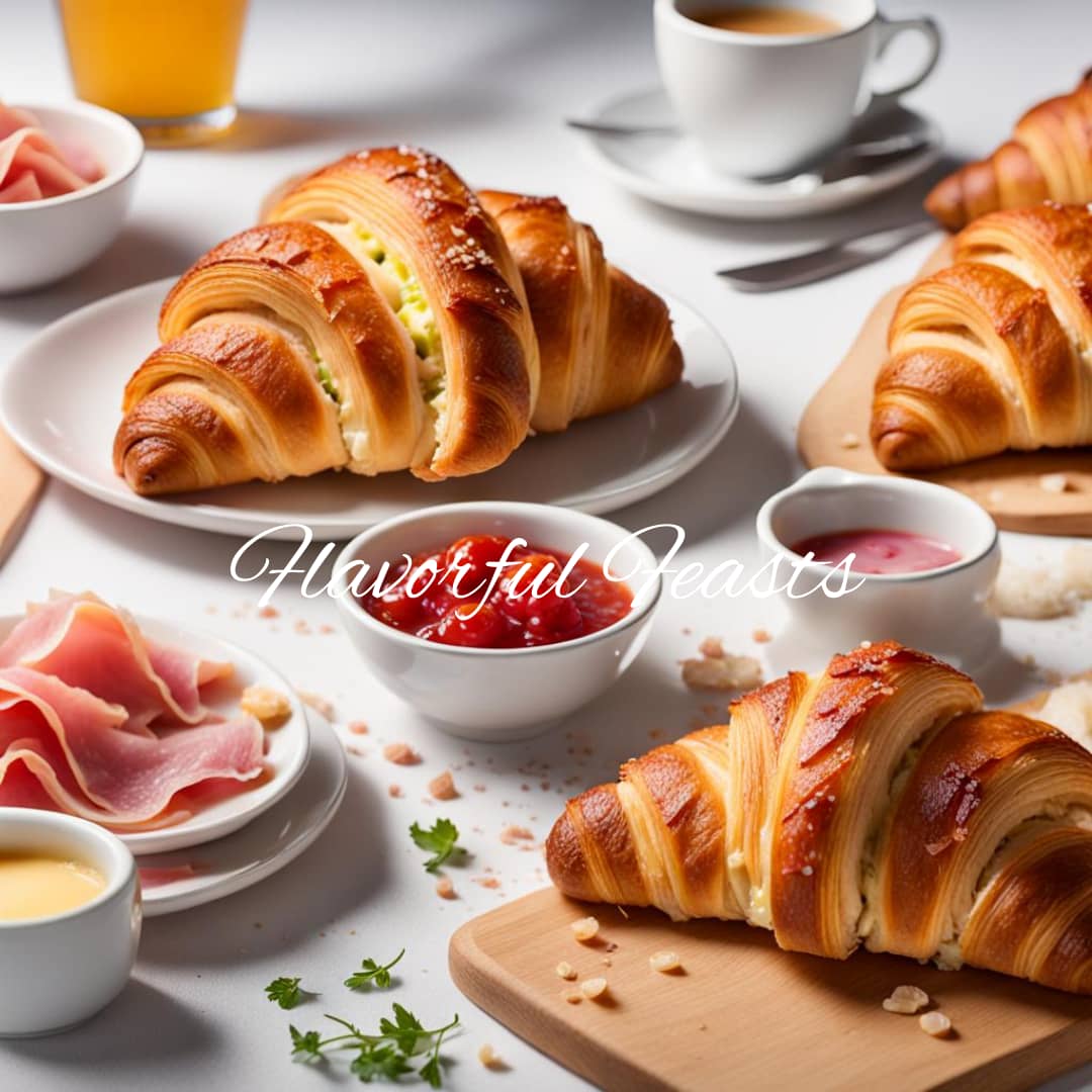 Homemade Breakfast Croissants with Ham and Cheese